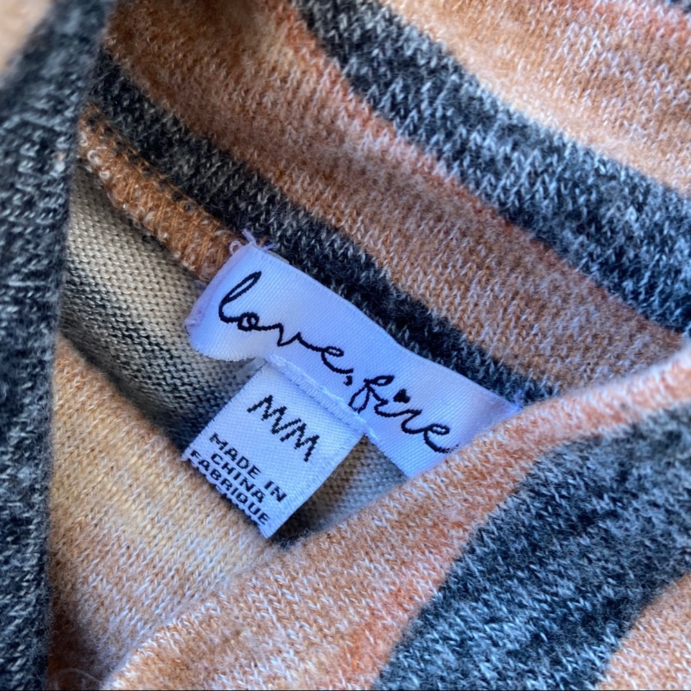 Love, Fire Stripe Mock Neck Top, Brown Tiger Print - Picture 4 of 5